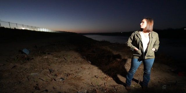 Alabama U.S. Senator Katie Britt (R) stands at the southern border outside Eagle Pass, Texas.