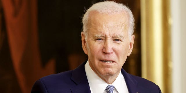 US President Joe Biden speaks during a ceremony at the White House marking the two-year anniversary of the January 6 insurrection at the US Capitol in Washington, DC, US, on Friday, Jan. 6, 2023.