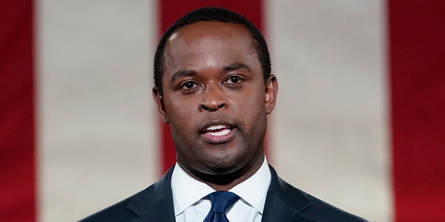 Kentucky Attorney General Daniel Cameron speaks during the Republican National Convention from the Andrew W. Mellon Auditorium in Washington Aug. 25, 2020.