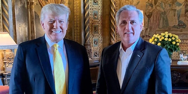 Former President Trump and House Minority Leader Kevin McCarthy, R-Calif., met at Mar-a-Lago in January 2021. 