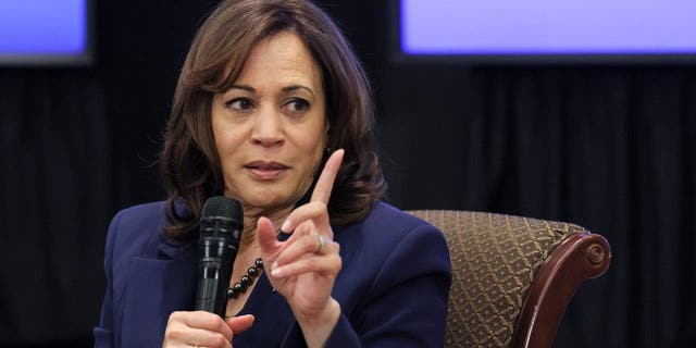 US Vice President Kamala Harris speaks during an event in the Eisenhower Executive Office Building in Washington, DC, US, on Friday, Jan. 27, 2023.