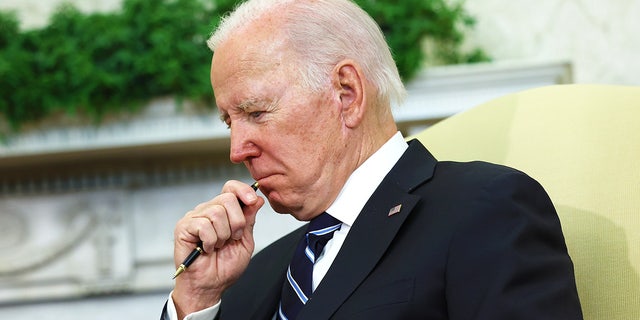 President Joe Biden participates in a meeting with Japanese Prime Minister Fumio Kishida in the Oval Office on Jan. 13, 2023.