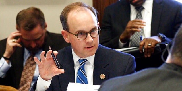 FILE: Then-Rep. Cory Wilson, R-Madison, discusses a transportation issue during a House Transportation Committee meeting at the Capitol in Jackson, Miss. 