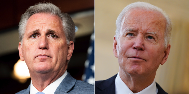 House Speaker Kevin McCarthy, left, and President Joe Biden