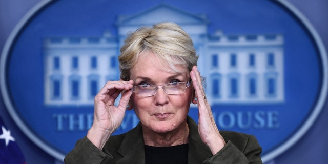 Energy Secretary Jennifer Granholm speaks to reporters at the White House on Nov. 23, 2021. 