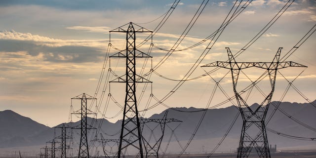 Heavy electrical transmission lines are pictured at the Ivanpah Solar Electric Generating System in California's Mojave Desert on July 15, 2022, near Primm, Nevada.