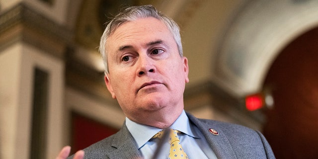 Rep. James Comer, R-Ky., prepares for a television interview in the U.S. Capitol on Thursday, Jan. 12, 2023. 