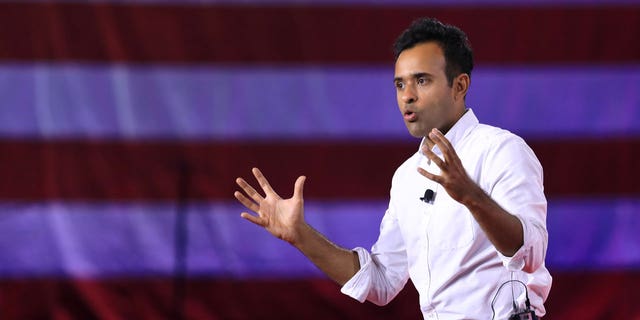 Vivek Ramaswamy speaks during the Conservative Political Action Conference in Dallas on Aug. 5, 2022.