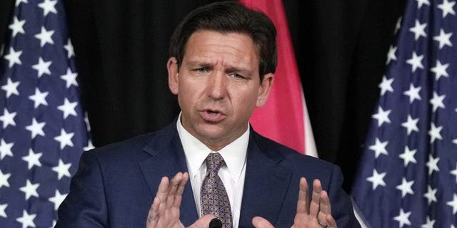 Florida Gov. Ron DeSantis speaks as he announces a proposal for Digital Bill of Rights, Wednesday, Feb. 15, 2023, at Palm Beach Atlantic University in West Palm Beach, Fla.