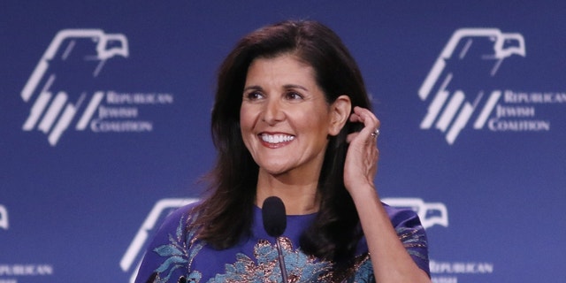 Former South Carolina Gov. Nikki Haley, who served as ambassador to the United Nations during the Trump administration, speaks at the Republican Jewish Coalition (RJC) Annual Leadership Meeting in Las Vegas, Nevada, US, on Saturday, Nov. 19, 2022.