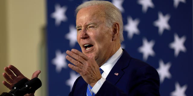 President Joe Biden speaks at the University of Tampa on Feb. 9, 2023.