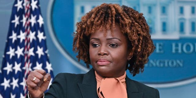 White House press secretary Karine Jean-Pierre described Republican Arkansas Gov. Sarah Huckabee Sanders' State of the Union response as "political fighting over fake conspiracies."