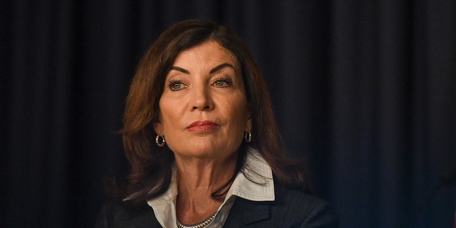 Kathy Hochul, governor of New York, during a New York State Financial Control Board meeting in New York, US, on Tuesday, Sept. 6, 2022. The New York State Financial Control Board discussed the Fiscal Year 2023 adopted budget and financial plan. 