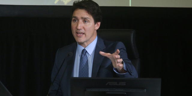 Canadian Prime Minister Justin Trudeau testifies before the Public Order Emergency Commission public inquiry on November 25, 2022, in Ottawa.