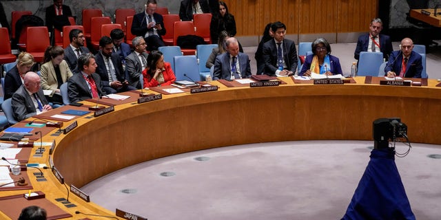 Linda Thomas-Greenfield, Representative of the United States to the United Nations, speaks during a Security Council meeting, Thursday, Feb. 23, 2023, at United Nations headquarters.