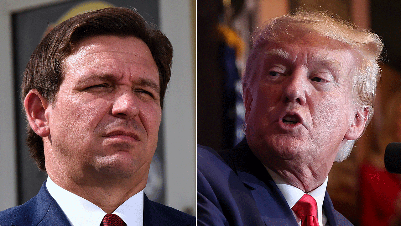 File photos of Florida Gov. Ron DeSantis (left) and former President Donald Trump.