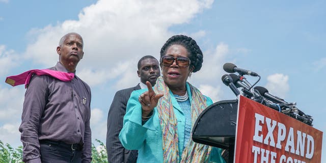 Rep. Sheila Jackson Lee (D-TX) speaks at a press conference calling for the expansion of the Supreme Court on July 18, 2022 in Washington, DC.