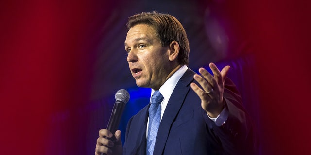 Ron DeSantis, governor of Florida, speaks during a Freedom Blueprint event in Des Moines, Iowa, US, on Friday, March 10, 2023. 