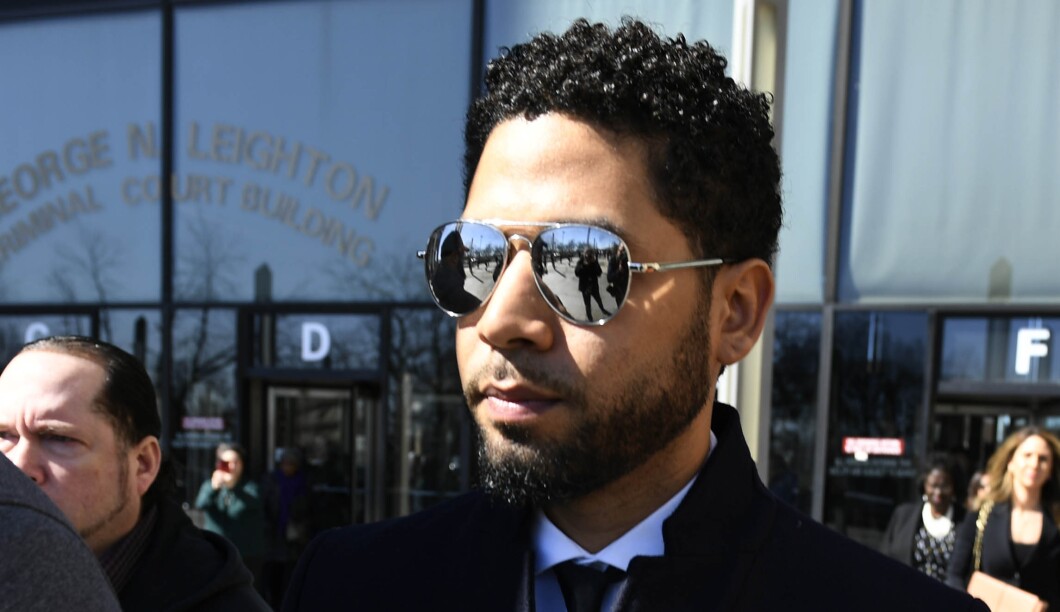 Actor Jussie Smollett leaves Cook County Court after his charges were dropped in Chicago. 