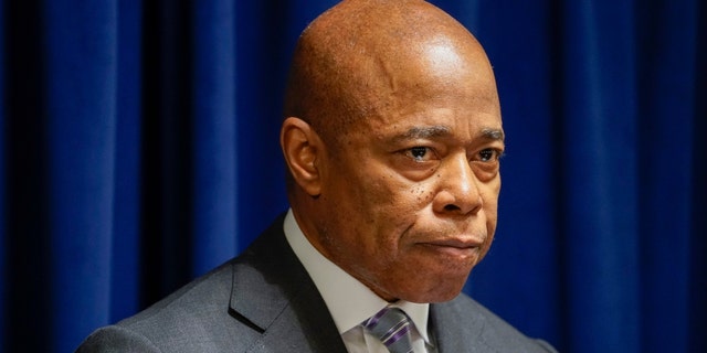 Mayor Eric Adams takes questions at a news conference Feb. 14, 2023, in the Bronx, N.Y. 