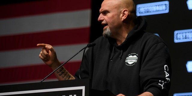 PITTSBURGH, PA - NOVEMBER 09: Democratic Senate candidate John Fetterman speaks to supporters during an election night party at StageAE on November 9, 2022 in Pittsburgh, Pennsylvania. Fetterman defeated Republican Senate candidate Dr. Mehmet Oz. 