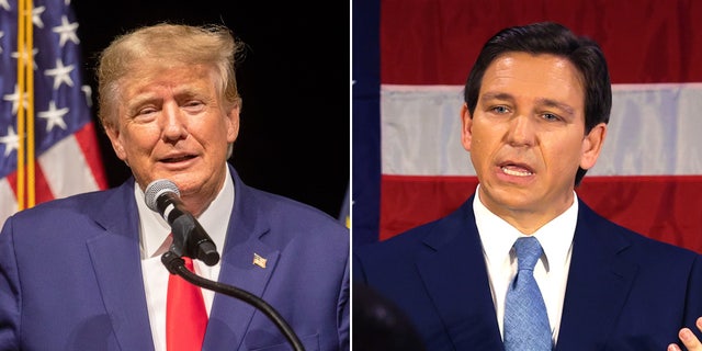 Former President Donald Trump, left, offered a new nickname this week for Florida Gov. Ron DeSantis.