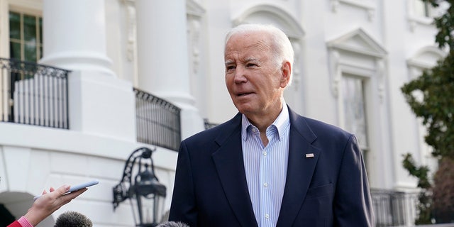 President Biden talked to reporters on the South Lawn of the White House in Washington, on March 31, 2023, before boarding Marine One. Biden is set to tour a clean energy technology manufacturer in Minnesota on Monday.