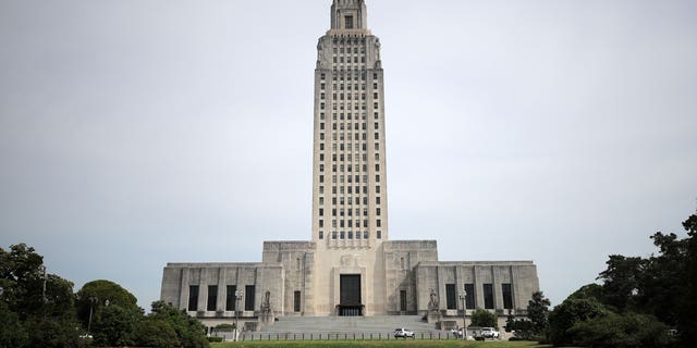 A general view of the Louisiana State Capitol prior to a rally against Louisiana's stay-at-home order and economic shutdown on April 17, 2020, in Baton Rouge, Louisiana.