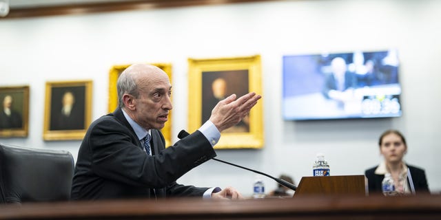 Gary Gensler, chairman of the U.S. Securities and Exchange Commission, speaks during a House Appropriations Subcommittee hearing in Washington, D.C., March 29, 2023.