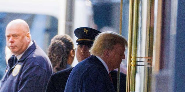 Former President Donald Trump arrives at Trump Tower in New York City on April 3, 2023.