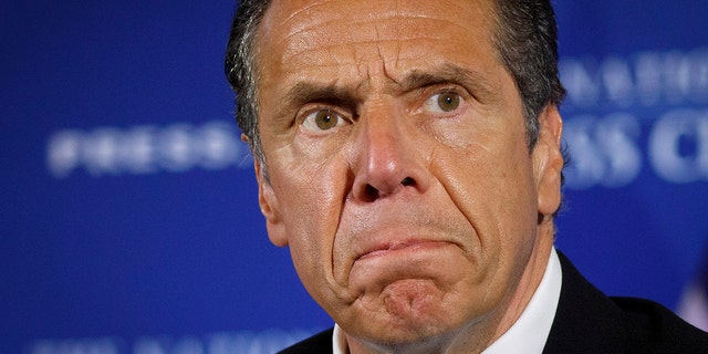 A May 27, 2020, file photo shows New York Gov. Andrew Cuomo during a news conference in Washington. 