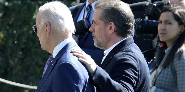 U.S. President Joe Biden (L) and his son Hunter Biden (2nd L) attend the annual Easter Egg Roll on the South Lawn of the White House on April 10, 2023, in Washington, D.C.