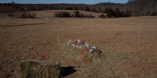 The first green burial in Serenity Ridge, an eco-friendly cemetery and nature reserve, is seen in Windsor Mill, Maryland, on Feb. 10, 2023. Alternative burial practices such as green burials and human composting have been gaining more interest across the nation.