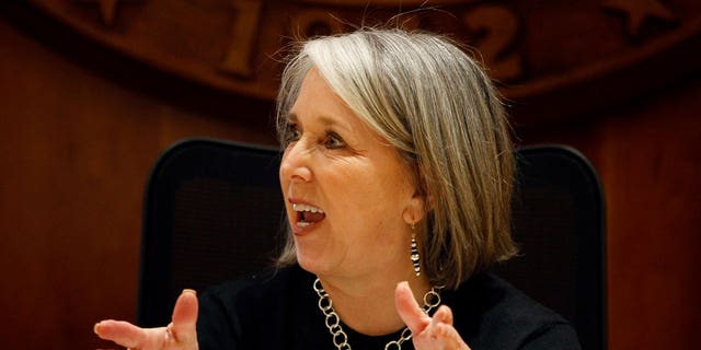 New Mexico Gov. Michelle Lujan Grisham discusses legislative accomplishments on April 5, 2023, in Santa Fe with the signing of an abortion protection bill.