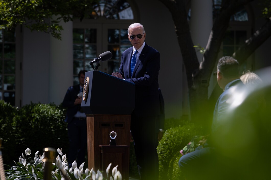 President Joe Biden speaks at a ceremony honoring the Council of Chief State School Officers' 2023 National and State Teachers of the Year at the White House in Washington, D.C., on April 24, 2023. 