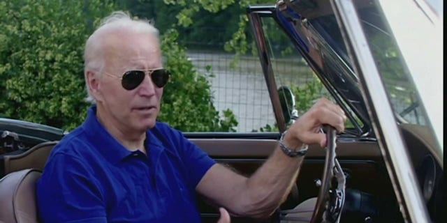 Joe Biden sits in Corvette in 2020