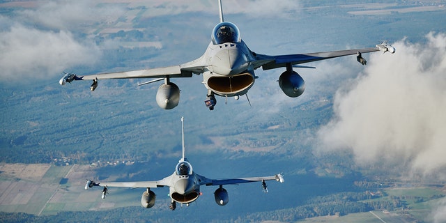 Two F-16 fighter jets