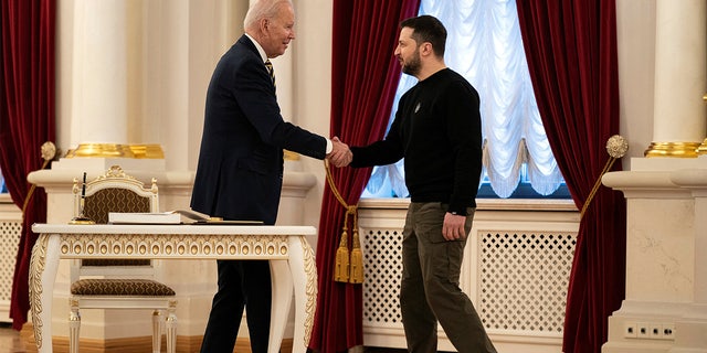 Ukraine's President Volodymyr Zelenskiy and U.S. President Joe Biden