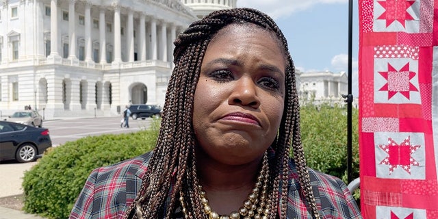 Rep. Cori Bush speaks to Fox News near the US Capitol Building