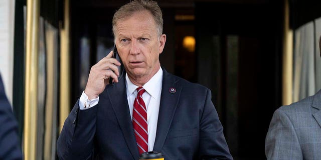 Rep. Kevin Hern (R-OK) leaves a caucus meeting with House Republicans on Capitol Hill