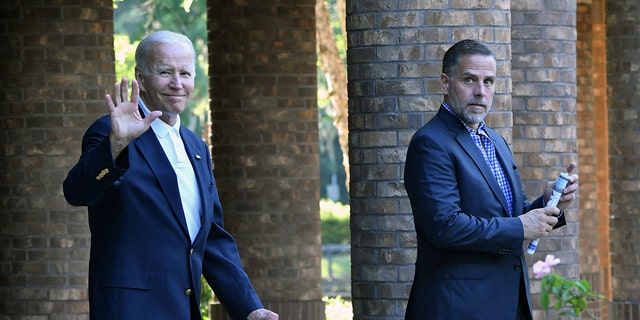 Joe Biden waving near Hunter Biden