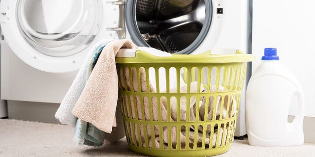 Bath towels being prepped for wash