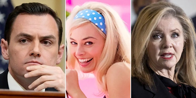 Mike Gallagher, Margot Robbie as Barbie, and Sen. Marsha Blackburn