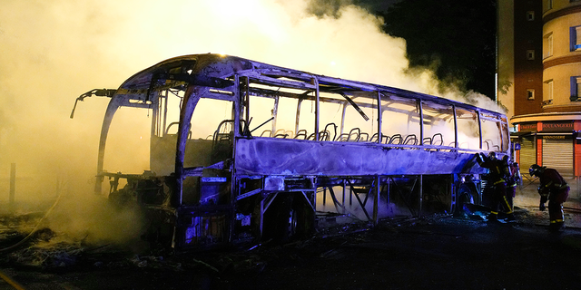 Bus on fire