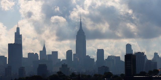 Sun rises in midtown Manhattan