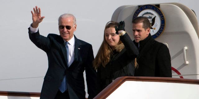 Vice President Joe Biden (L), Finnegan Biden (C) and Hunter Biden (R)