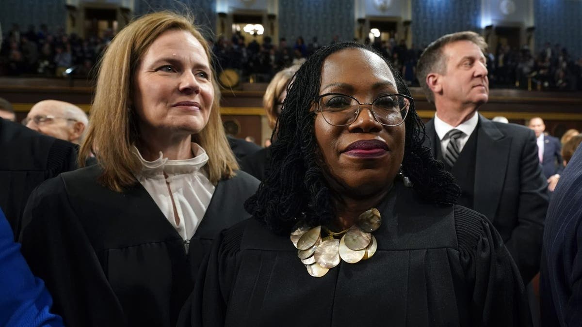 Justice Kentaji Brown and Justice Amy Coney Barrett