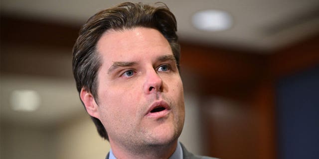 Matt Gaetz speaks with reporters