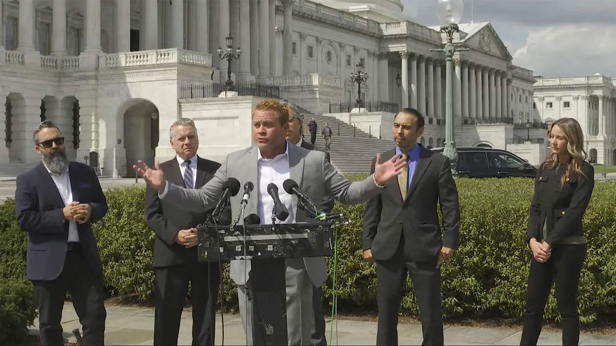 Tim Ballard speaks at press conference outside Capitol