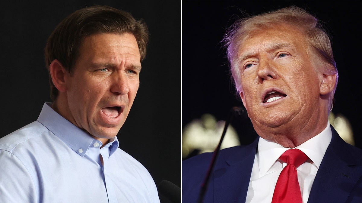 DeSantis and Trump split image